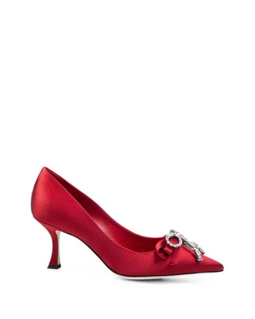 Jimmy Choo Red Auria 70 Bow Pumps