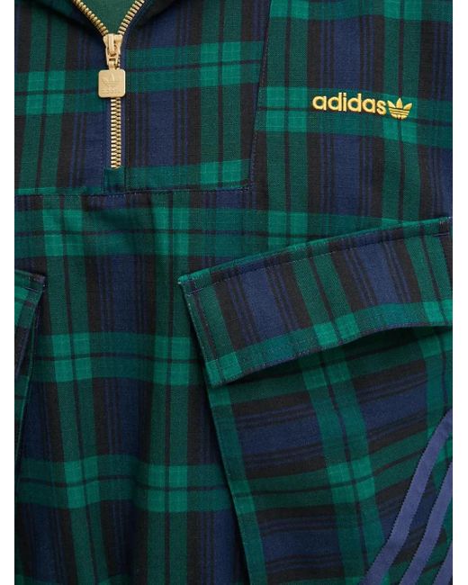 Adidas Green Plaidpattern Hooded Jacket for men