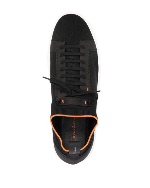 Santoni Black Contrast-trim Detail Low-top Sneakers for men