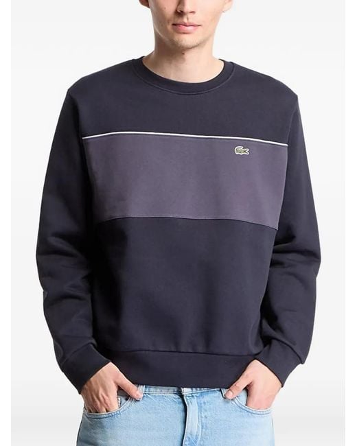 Lacoste Blue Logo-Patch Colour-Block Sweater for men