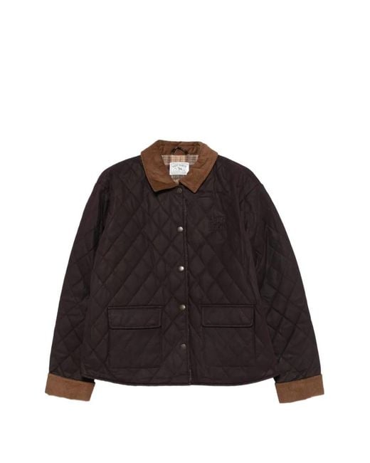 Mc2 Saint Barth Black Margaux Quilted Corduroy-Trim Jacket