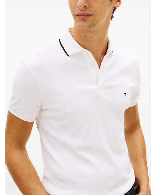 Tommy Hilfiger White Polo À Coupe Slim for men