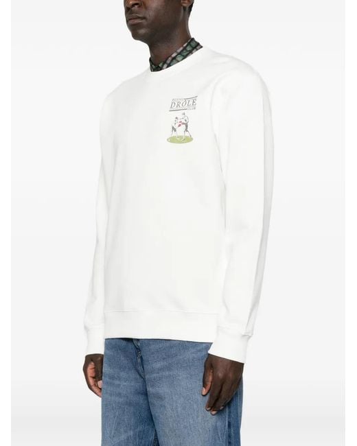 Drole de Monsieur White Drôle Boxers Graphic-Print Sweatshirt for men