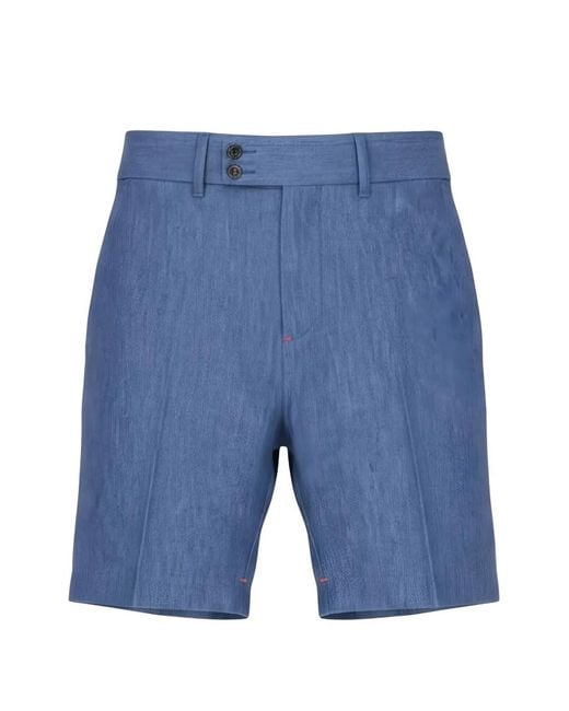 Isaia Blue Tailored Shorts for men