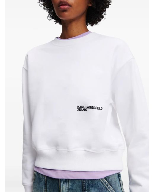 Karl Lagerfeld White Regular Box Floral Sweatshirt