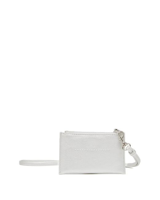 MM6 by Maison Margiela Numeric-Logo Zipped Wallet in White | Lyst