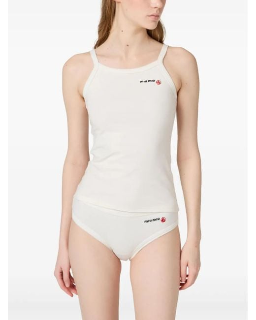 Miu Miu White X Petit Bateau Embroidered Tank Top