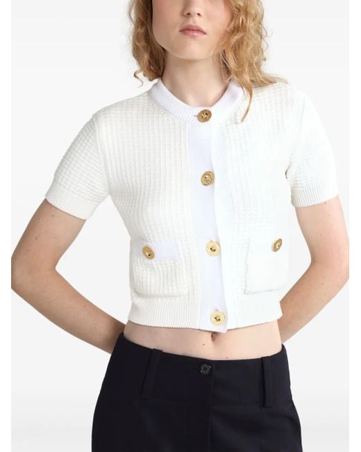 Patou ワッフルニット クロップド カーディガン White