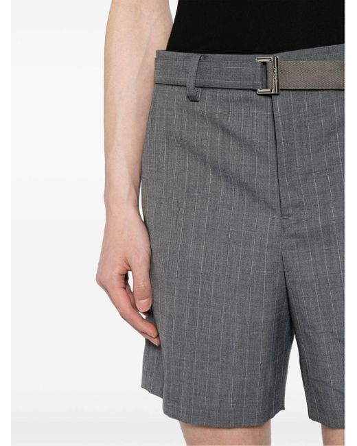 Sacai Gray Pinstripe-pattern Shorts for men