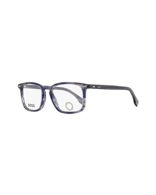 Boss Blue Marbled Rectangle-Frame Glasses for men