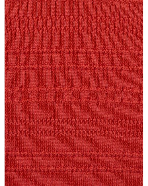 LaDoubleJ Red Scalloped Knitted Top