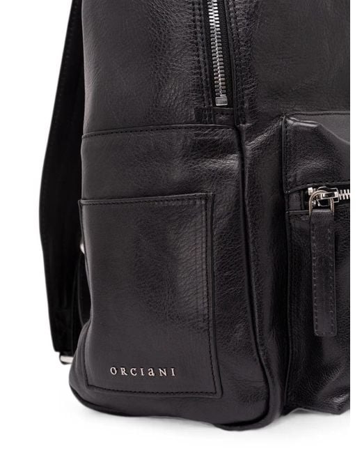 Orciani Black Lagoon Leather Backpack for men