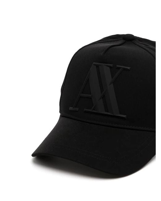 ARMANI EXCHANGE Black Logo-Embossed Baseball Cap for men