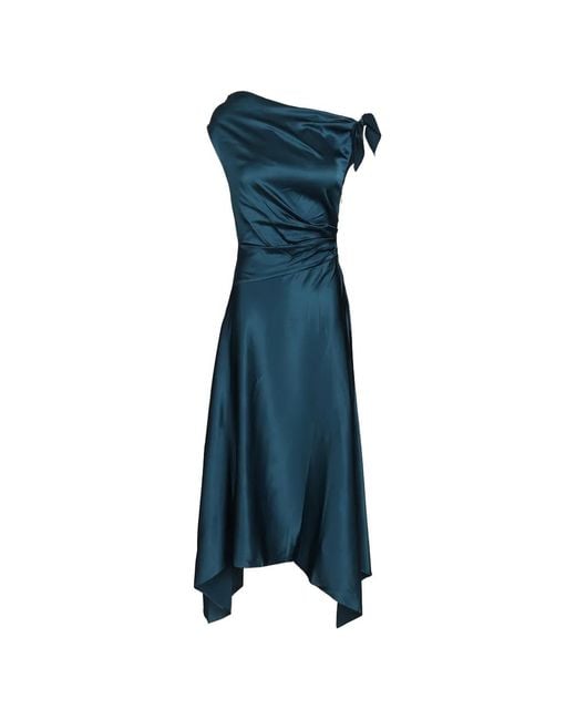 Staud Blue Portia Silk Midi Dress