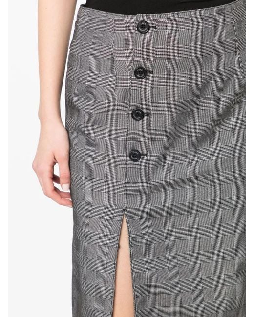 ROKH Gray Button-Front Midi Skirt