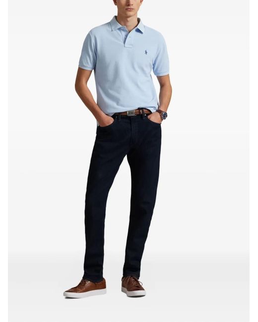 Polo Ralph Lauren Blue Embroidered-Logo Polo Shirt for men