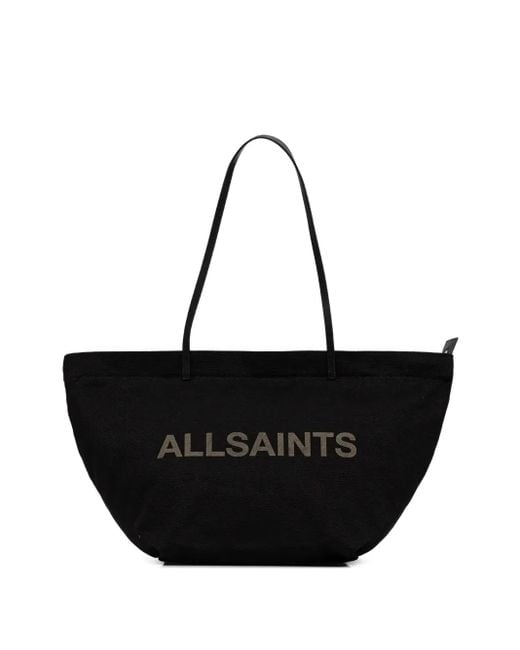 AllSaints Black Logo-Plaque Tote Bag