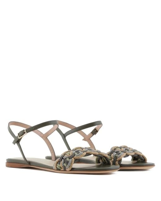 Giorgio Armani Metallic Braided-Strap Sandals