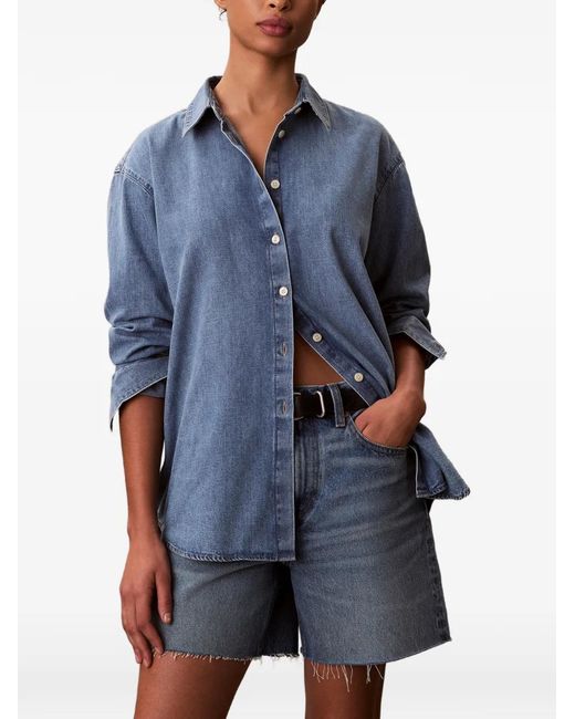 Calvin Klein Blue Button-Down Denim Shirt