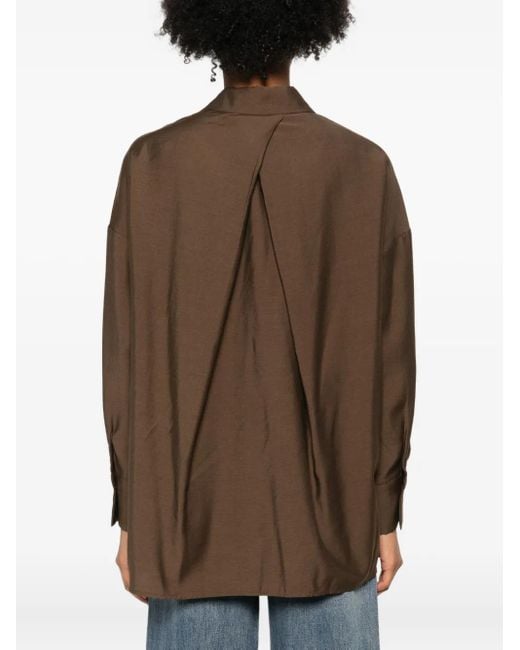 ELEH ツイストフロント シャツ Brown