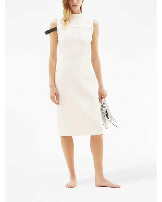 Courreges Straped Tailored Twill Dress in White | Lyst