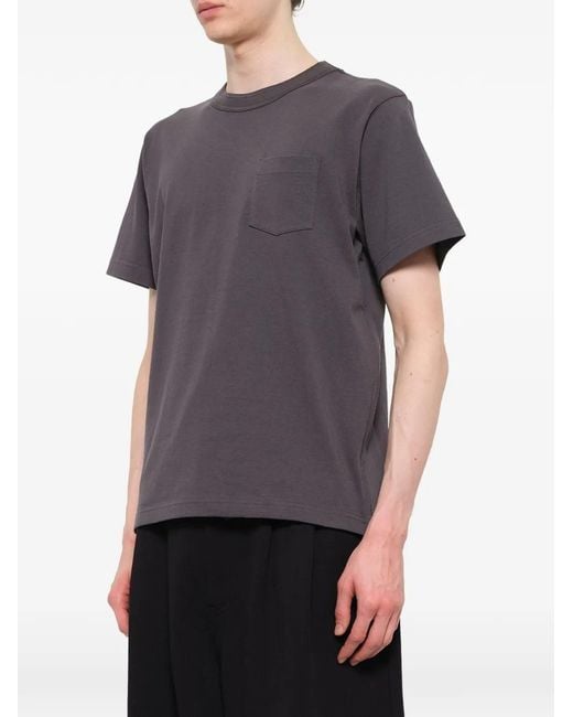Sacai Gray Side-Zip Cotton T-Shirt for men