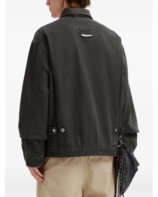 Musium Div. Black Logo-Patch Zip-Up Jacket for men