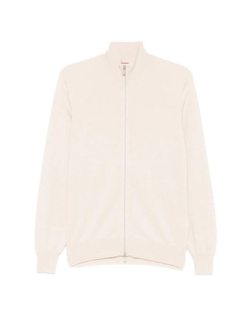 Brunello Cucinelli White Zip-Up High-Neck Cardigan for men