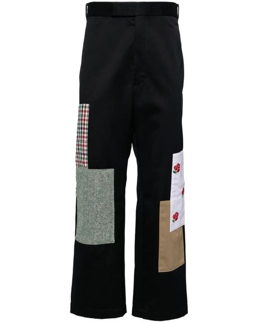 Thom Browne Black Patchwork Chino Trousers for men