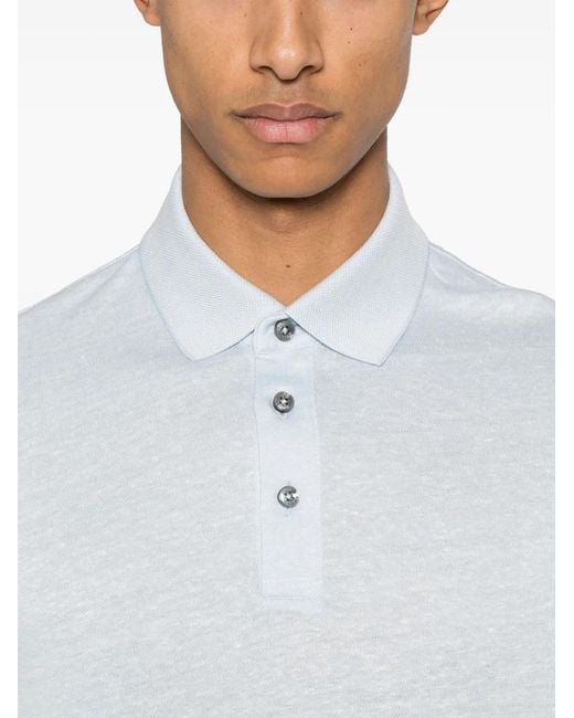Boss White Mélange-Effect Polo Shirt for men