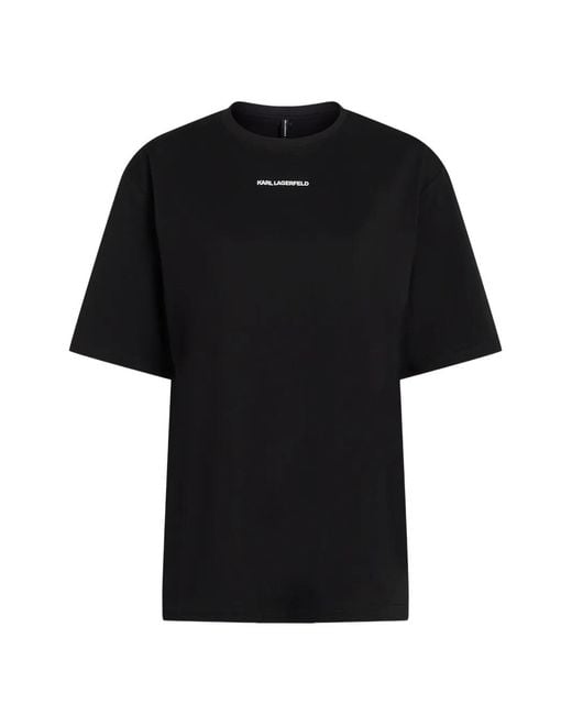Karl Lagerfeld Black Logo-Print Cotton T-Shirt
