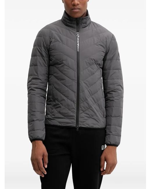 Veste Matelassée À Fermeture Zippée EA7 pour homme en coloris Gray