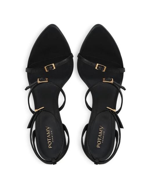 POTAMY White Buckle Strap Sandals