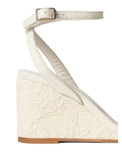 Castaner White Brunella Floral-Jacquard Wedge Sandals