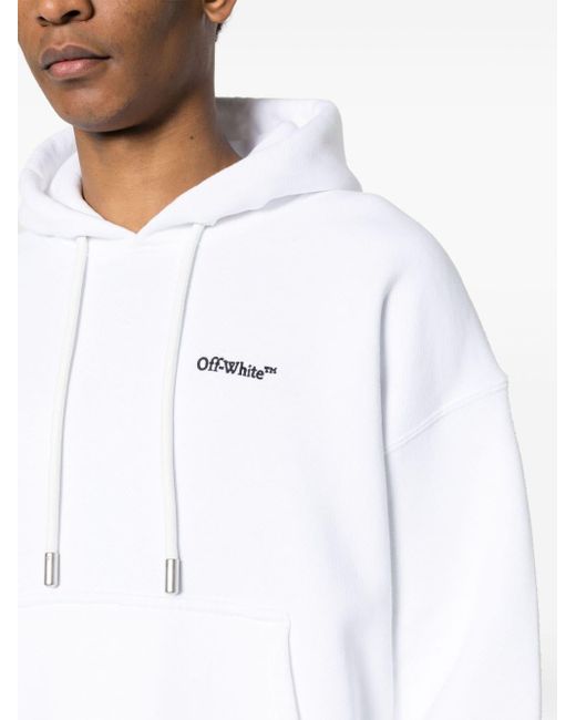 Off-White c/o Virgil Abloh White Off- Logo-Embroidered Organic Cotton Hoodie for men