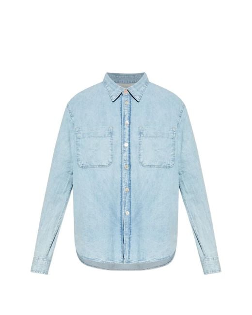 Paul Smith Blue Buttoned Pocket Denim Shirt for men