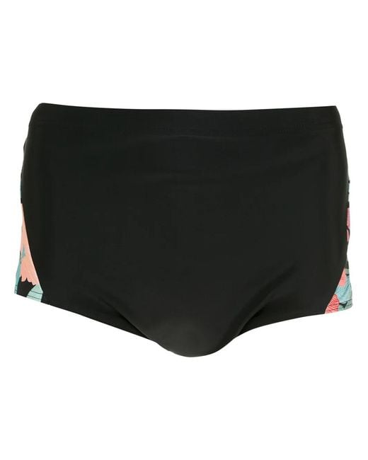 Amir Slama Black Print Hibiscus Swimming Trunks for men