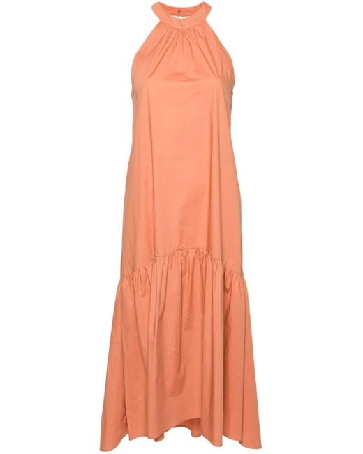Twin Set Orange Halterneck Cotton Maxi Dress