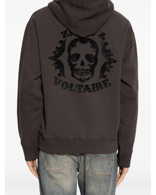 Zadig & Voltaire Sasha Hoodie Met Doodskopprint En Rits in het Gray voor heren