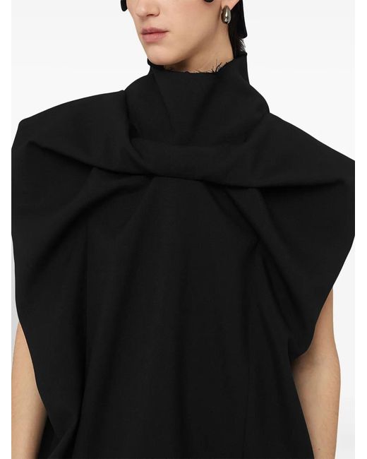 Jil Sander Black Raw-Cut High-Neck Top