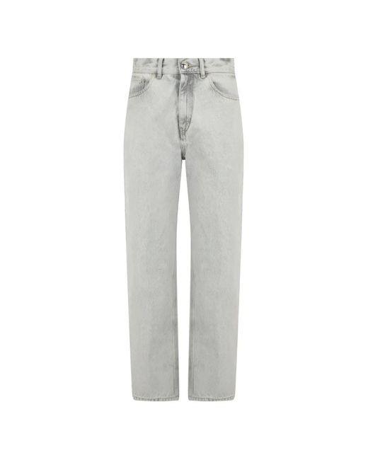 Moorer Gray Acid-Wash Slit-Hem Jeans