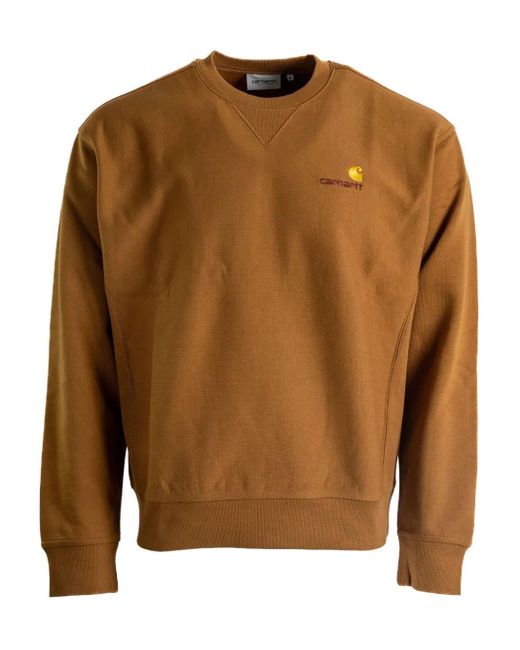 Carhartt Brown American Script Logo Sweatshirt for men