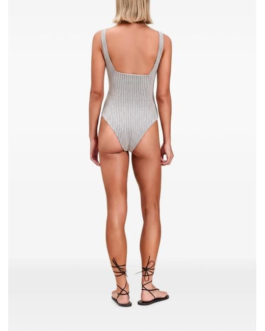 Devon Windsor Gray Layla Button-Detail Swimsuit