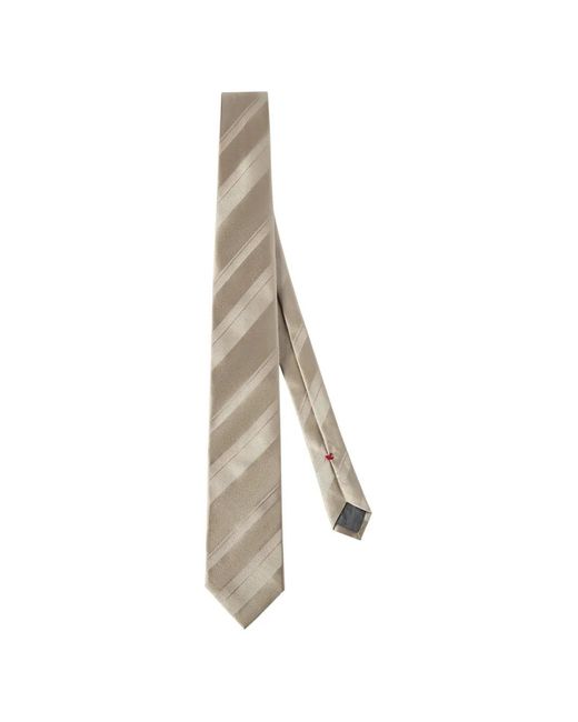 Brunello Cucinelli White Striped Silk Tie for men