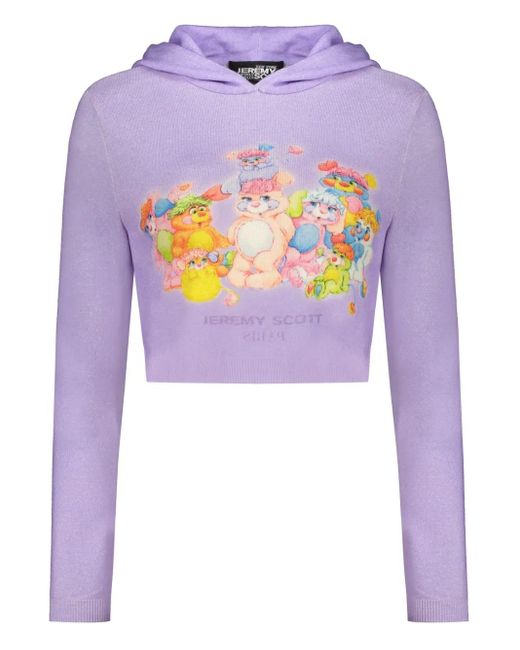 Jeremy Scott Purple Cropped Hoodie