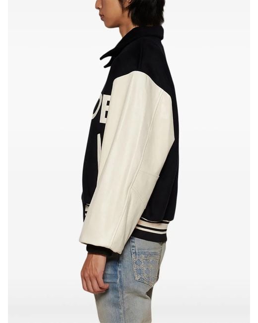 Rhude Black Collegiate Bomber Jacket for men