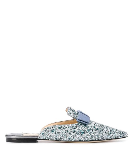 Jimmy Choo Blue Galaxy Flat Mules