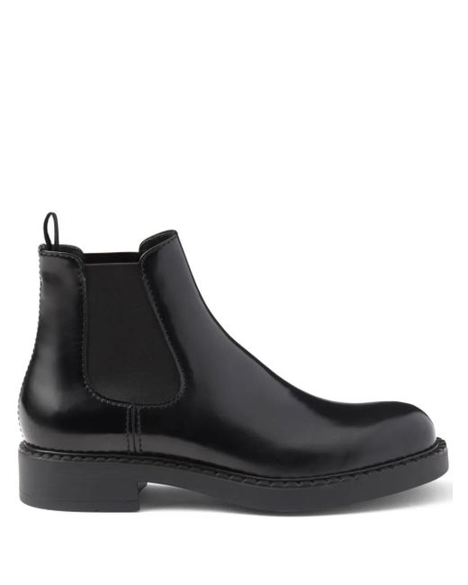 Prada Black Brushed-Finish Chelsea Boots for men
