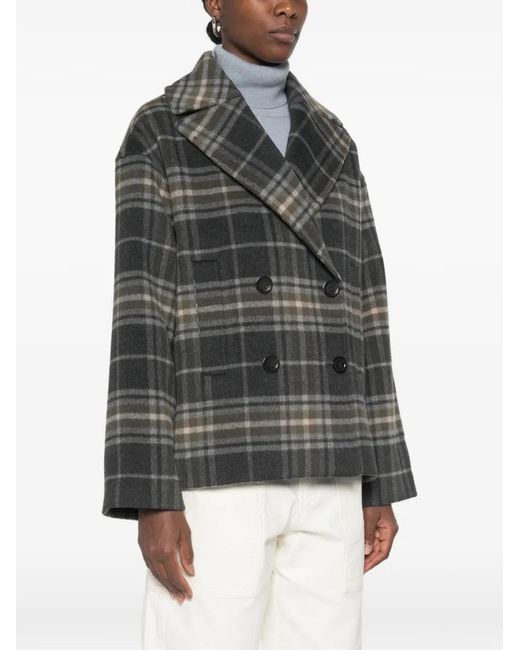 Bompard Black Tartan Double-Breasted Jacket