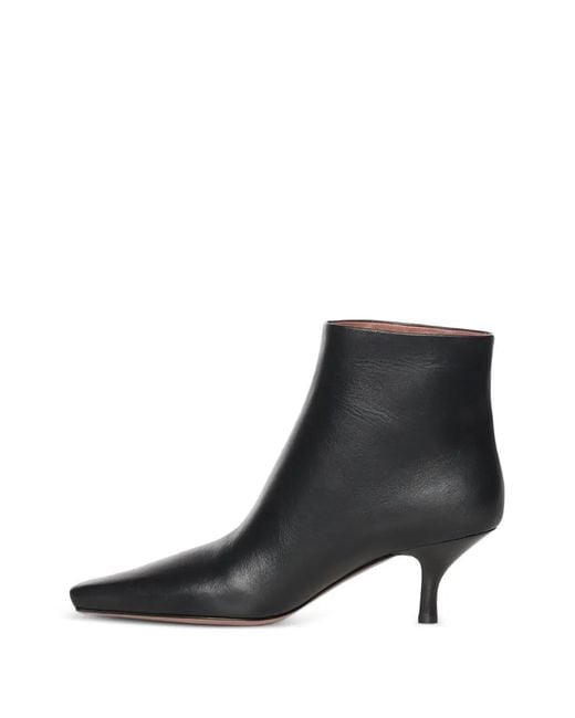 Paris Texas Black Rose Leather Ankle Boots